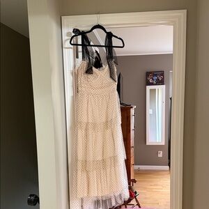 Vici Elegant Cream and Black Tiered Midi Dress